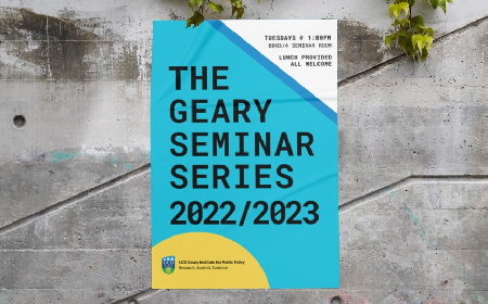 Blue poster that says 'The Geary Seminar Series 2022/2023'